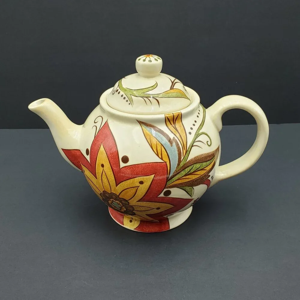 Pier 1 Carynthum Teapot & Lid Pier 1 Imports Colorful Floral Teapot Coffee Pot